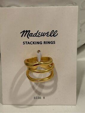 NEW Madewell Gold Triple Stacking Rings Size 8